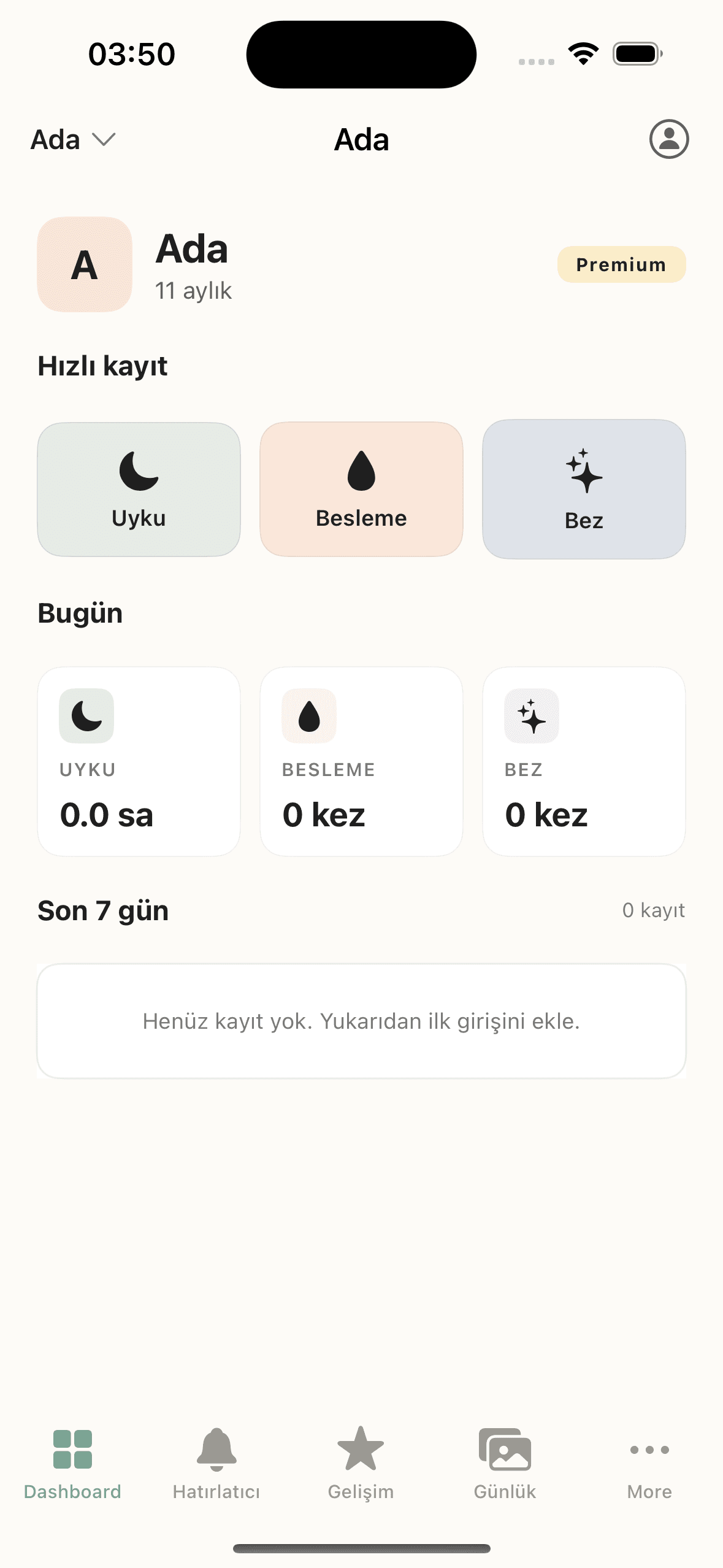 BebeRehber iOS dashboard